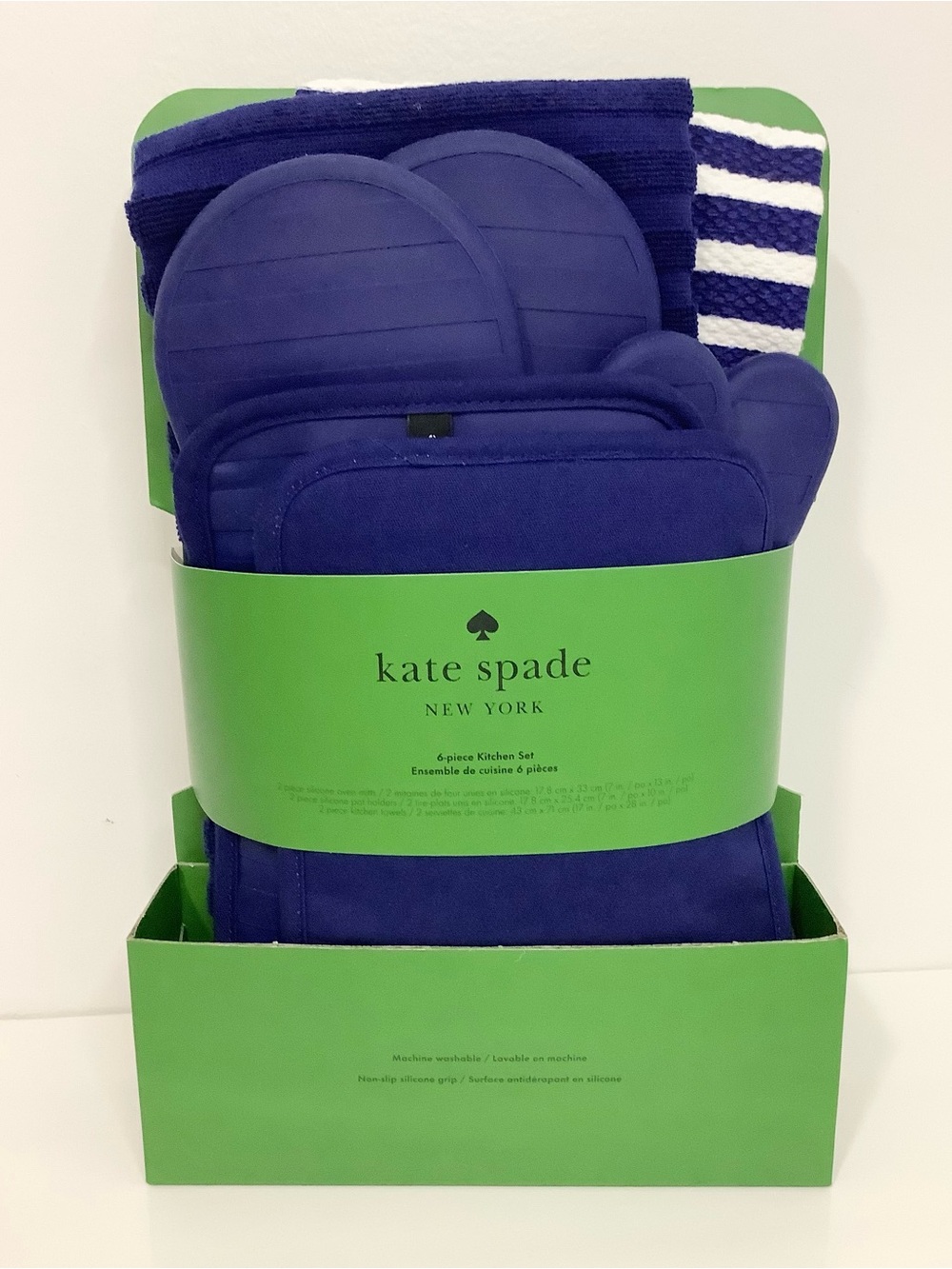 NEW kate spade Deep Blue Kitchen Textile Set Towels Mitts Pot Holders